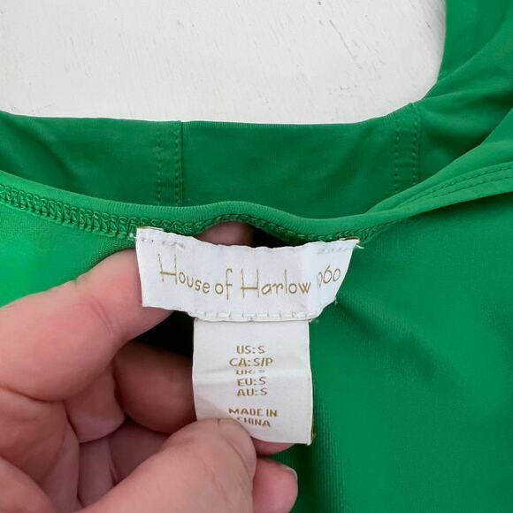 Green Square Neck Bodysuit Corset Seaming House of Harlow size Small - Picture 5 of 5